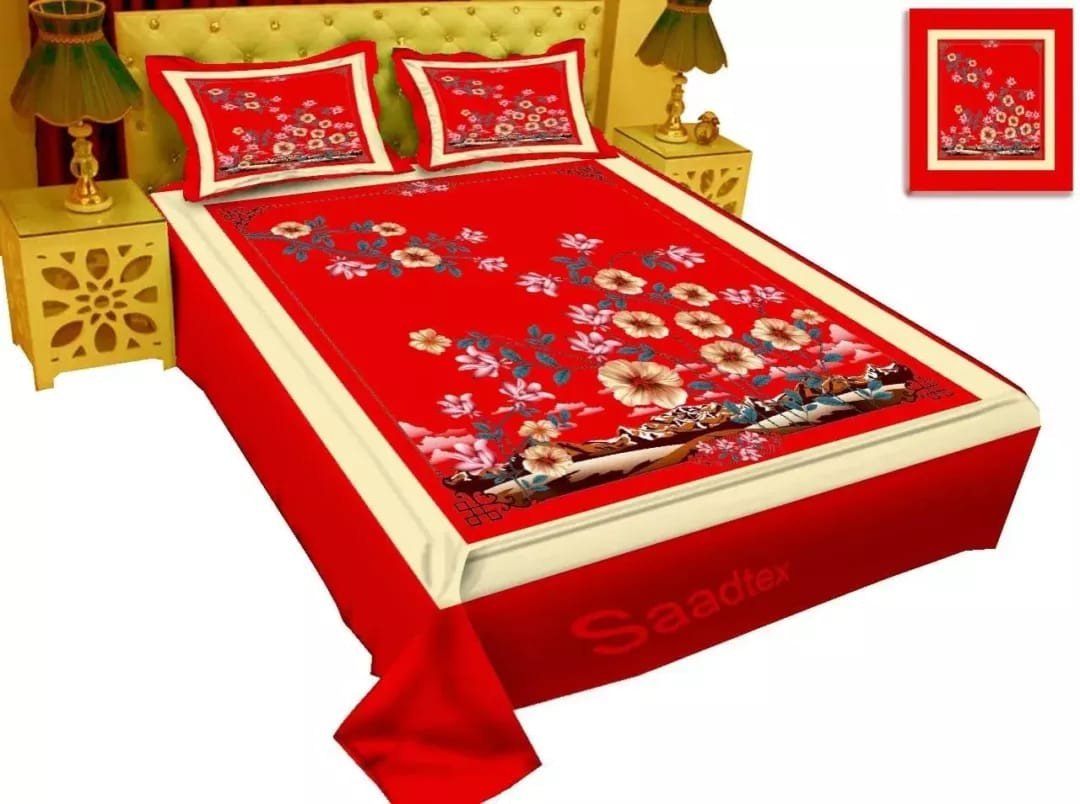 Nidra Floral Panel Premium Bedsheet – Royal Comfort Edition