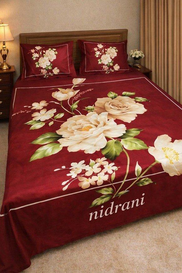Nidrani Floral Luxury Premium Panel Bedsheet Set