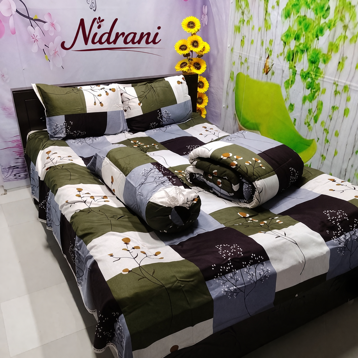 নিদ্রানী অলিভ খোপলতা টুয়িল বেডশিট