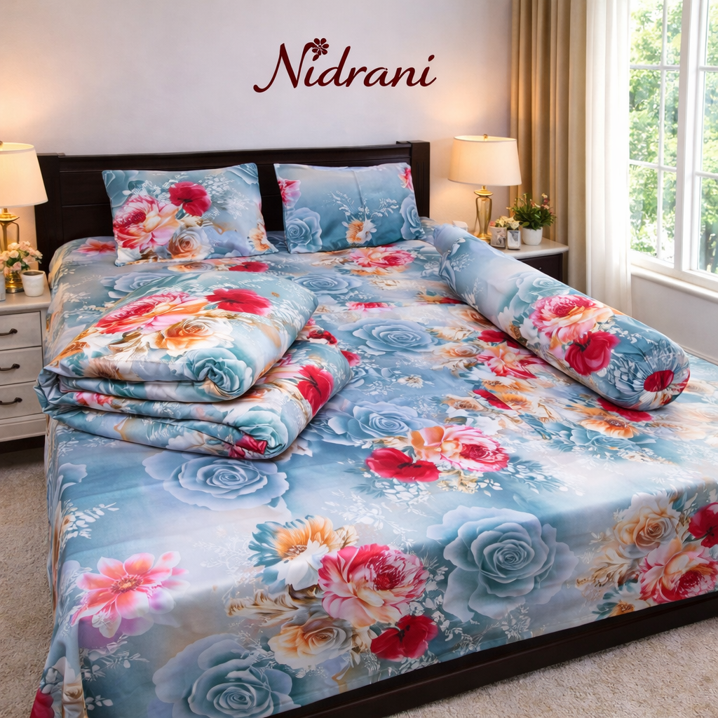 নিদ্রানী গোলাপবীথি টুয়িল বেডশিট