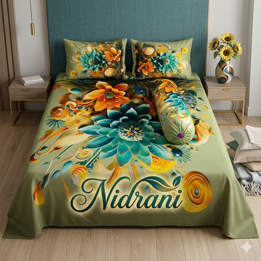 Nidrani Mystic Flora Digital Panel Bedsheet