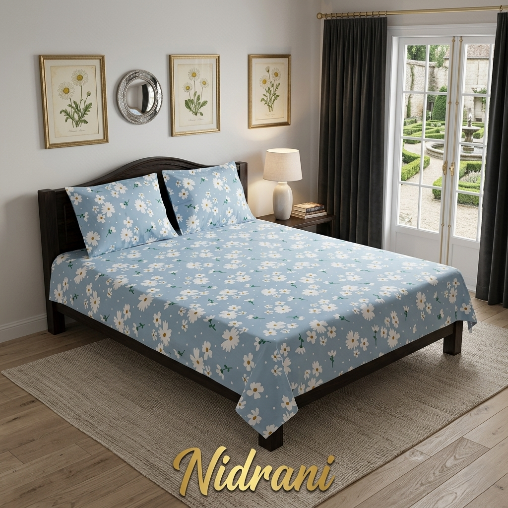 নিদ্রাণী গাঢ় নীল এবং সাদা গ্রীক মেজ পিসি কটন বেডশিট সেট