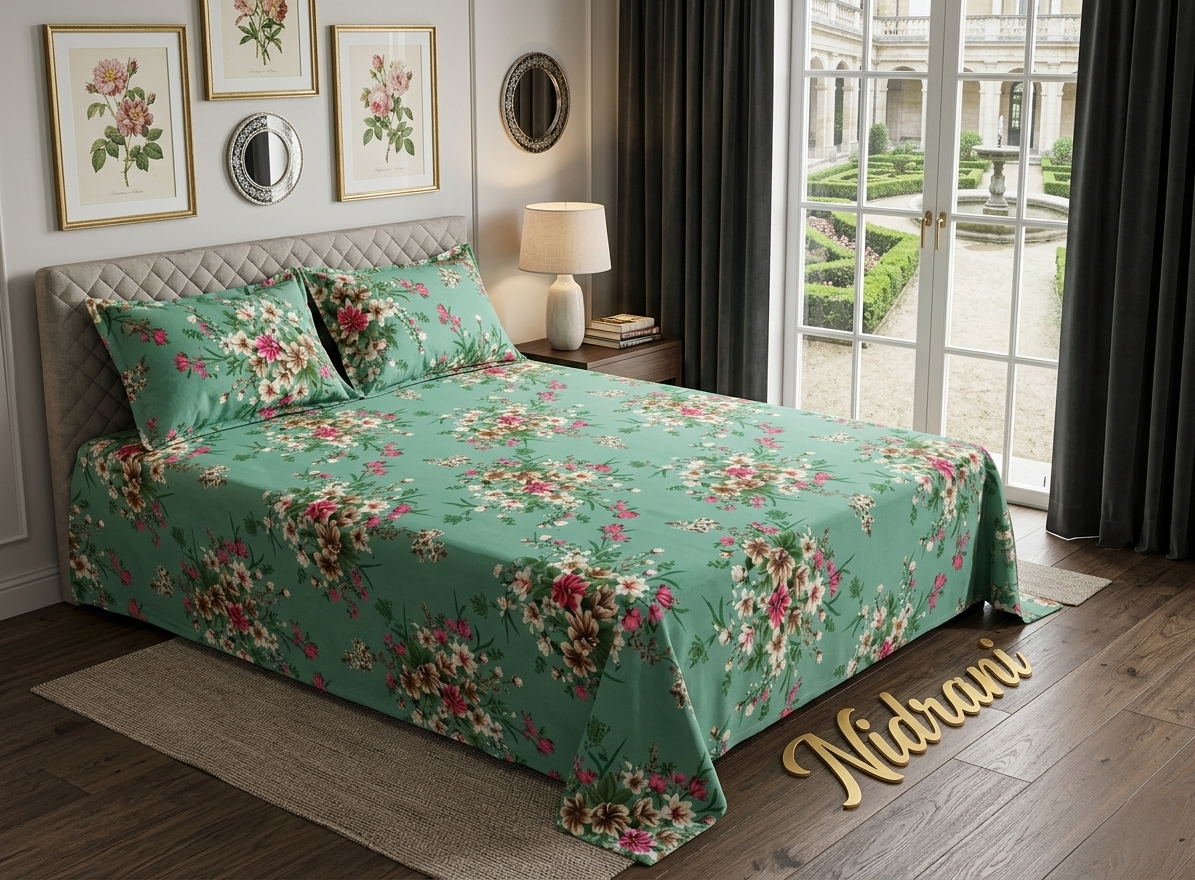 নিদ্রাণী টিল প্যারাডাইস পিসি কটন বেডশিট সেট