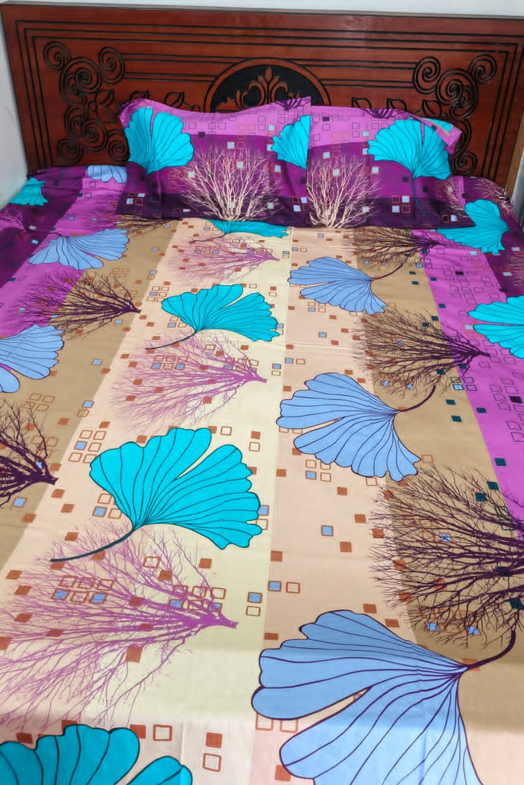 Nidrani Aurora Leaf Twill Luxury Bedsheet