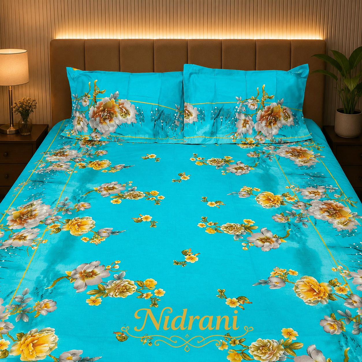 Nidrani Celestique Flora Premium Twill Bedsheet
