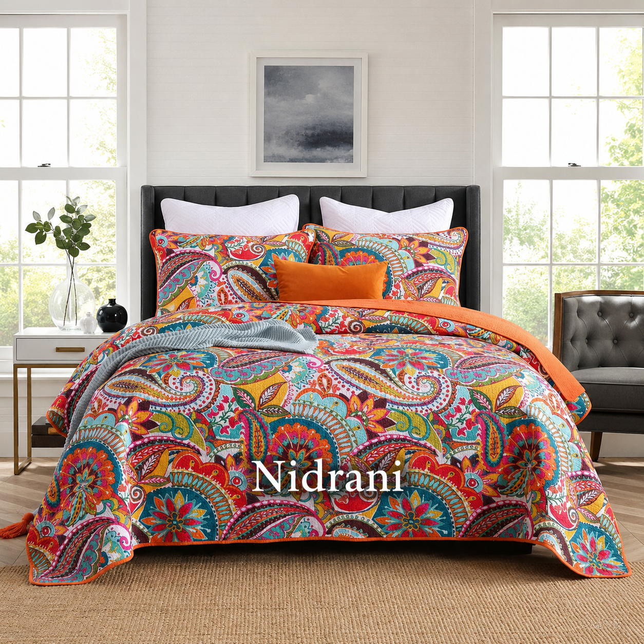 Nidrani Valencia Signature Printed Premium King Size Bedcover Set