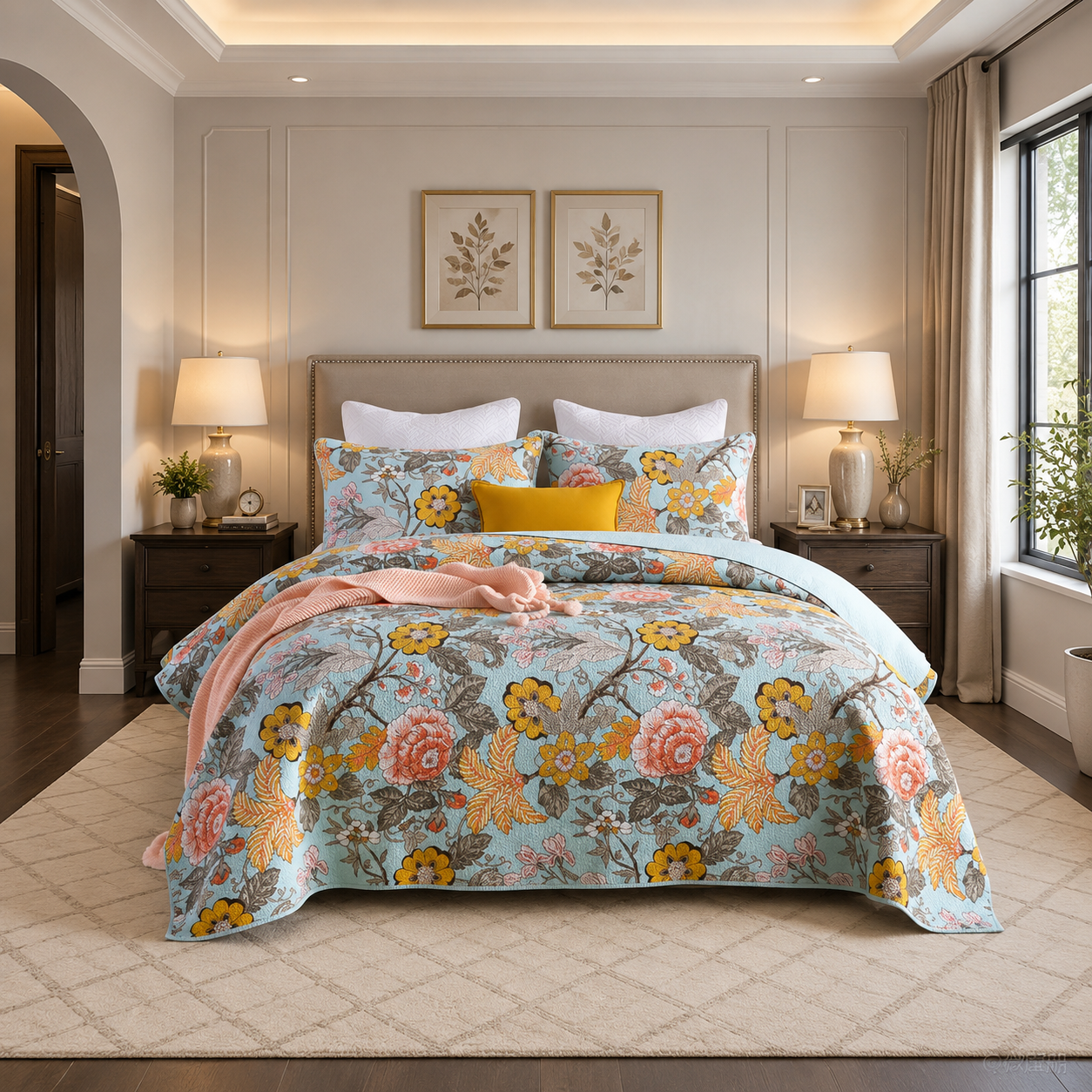 Nidrani Florenza Signature Printed Bedsheet – Premium King Size Bedcover Set