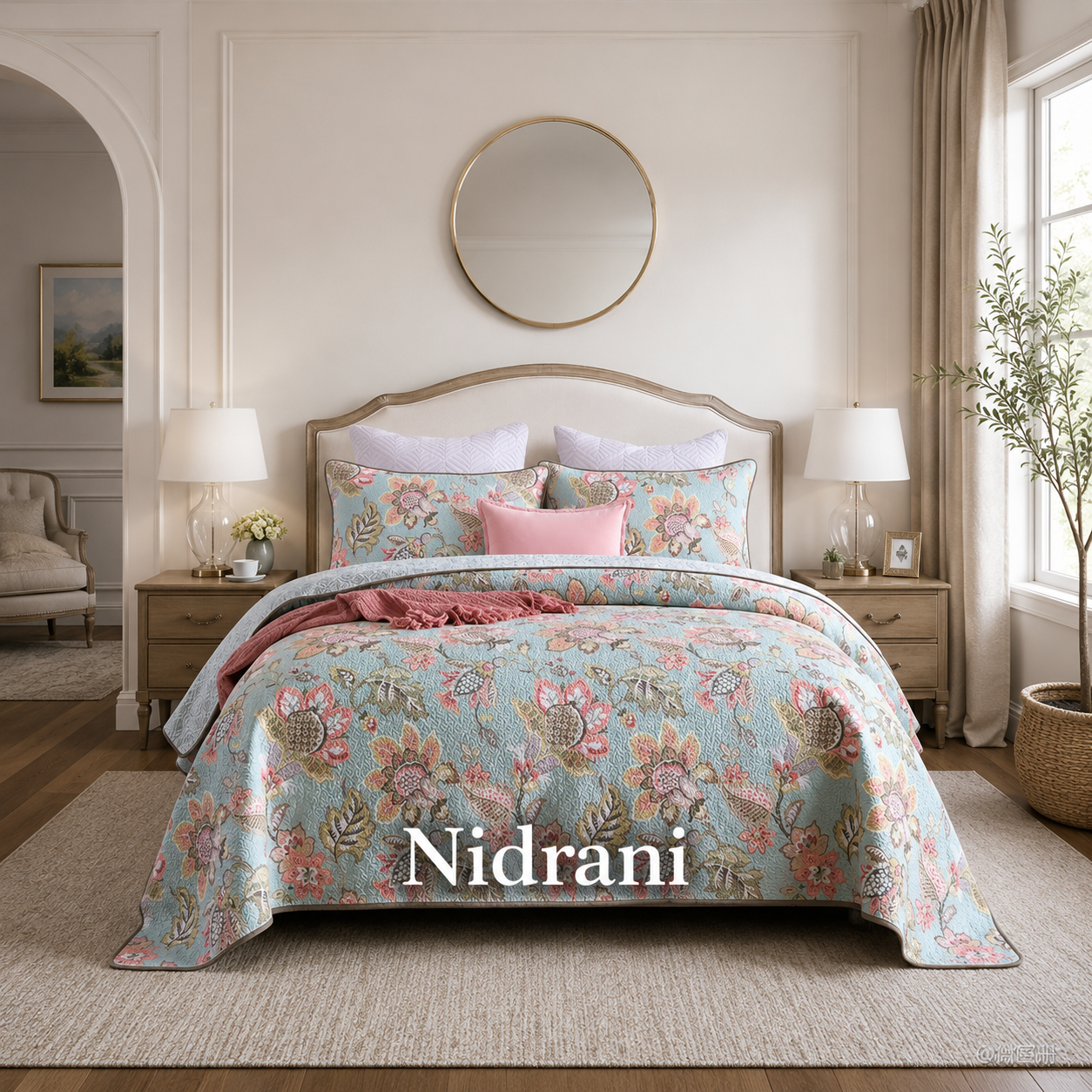 Nidrani Avelora Signature Printed Bedsheet – Premium King Size Bedcover Set